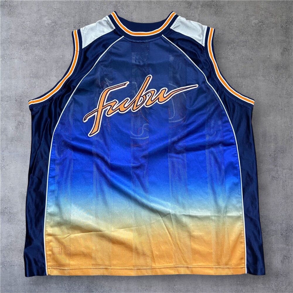 FUBU Vintage Y2K 05 Blue Orange Gradient Sleeveless Jersey Men's Size XXL